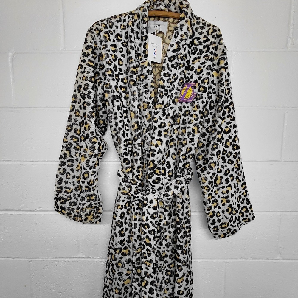 Slowtide Cheetah LOS ANGELES LAKERS Print Cotton Terry‎ Bath Robe XLARGE XL